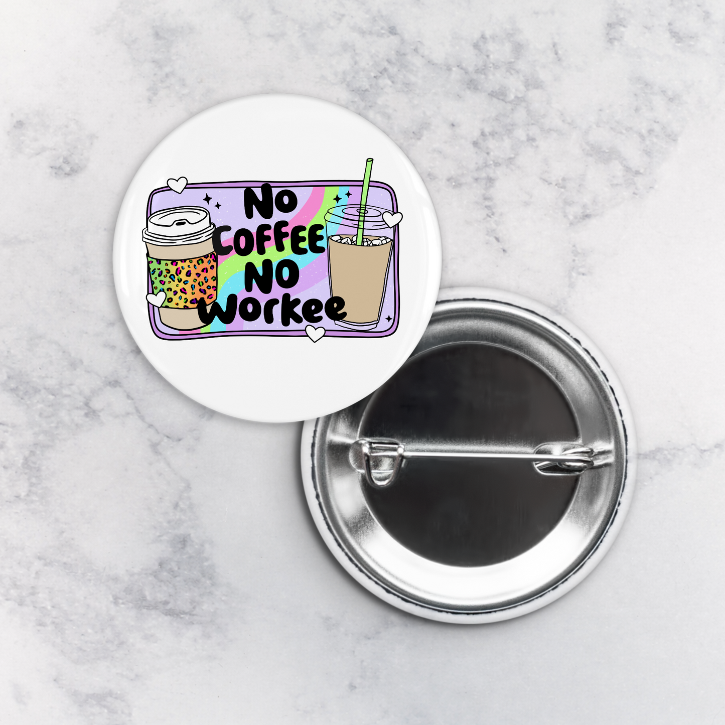 Pinback Button | No Coffee No Workee